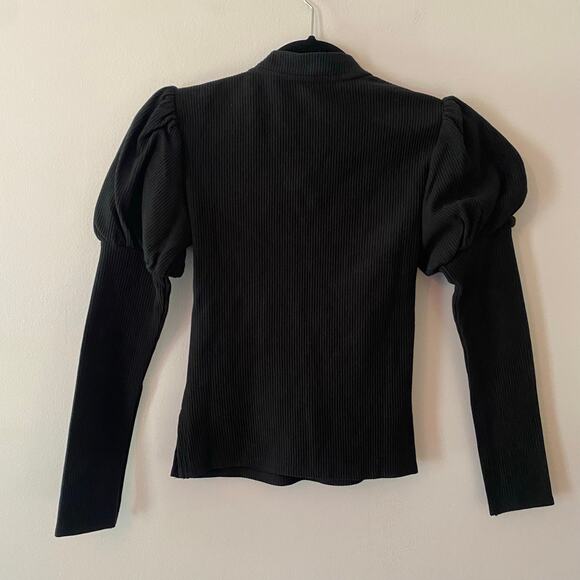 Cult Gaia Black Mora Top Ribbed Cut-Out Long Sleeve Blouse Women's size XS - Picture 8 of 11